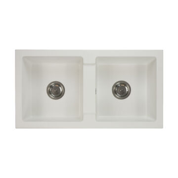 Borys kétmedencés gránit mosogató szifonnal fehér