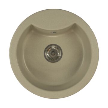 Mila kerek gránit mosogató szifonnal bézs