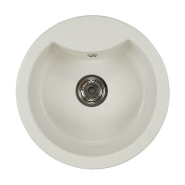 Mila kerek gránit mosogató szifonnal fehér