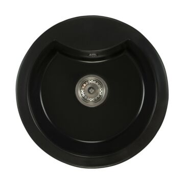 Mila kerek gránit mosogató szifonnal fekete