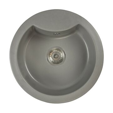 Mila kerek gránit mosogató szifonnal szürke