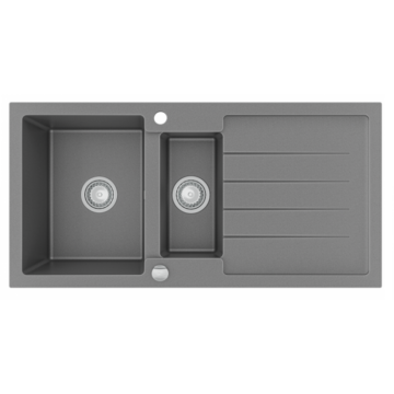 Next2 gyümölcsmosós gránit mosogató automata dugóemelő, szifonnal, szürke Next2 gyümölcsmosós gránit mosogató automata dugóemelő, szifonnal, szürke