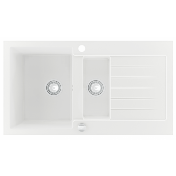 Next2 gyümölcsmosós gránit mosogató automata dugóemelő, szifonnal, fehér