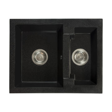 Yogi gyümölcsmosós gránit mosogató szifonnal fekete-szemcsés