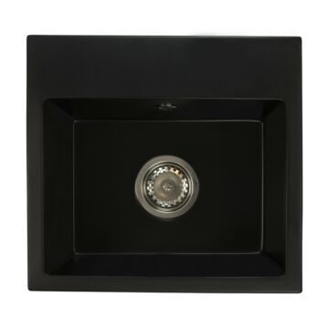 Mini Don egymedencés gránit mosogató automata szűrőkosaras leeresztővel fekete