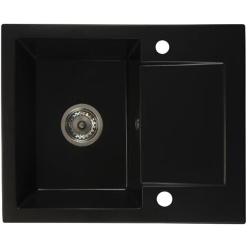 DONZO egymedencés gránit mosogató automata dugóemelő, szifonnal, fekete