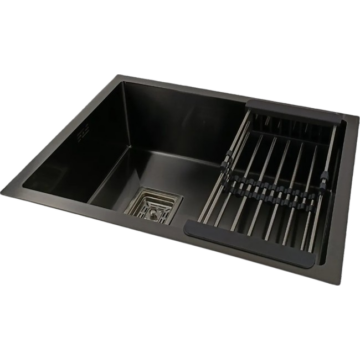 BRADO OLAF többfunkciós rozsdamentes acél mosogató fekete-antracit színben