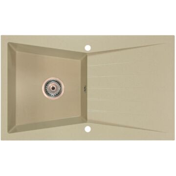 RUBIN egymedencés gránit mosogató csepptálcával, automata dugóemelő, szifonkészlet, bézs RUBIN egymedencés gránit mosogató csepptálcával, automata dugóemelő, szifonkészlet, bézs