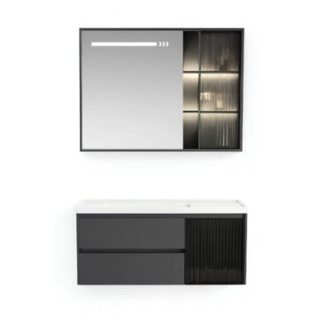 Sydney fürdőszobai szett 80x50 cm matt fekete, beépíthető