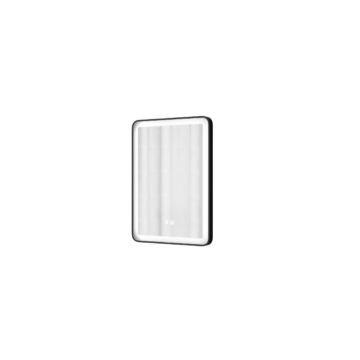 Lustro kerekített téglalap alakú fürdőszobai led tükör, fekete, 50x70 cm