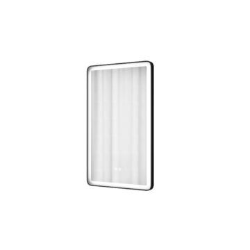 Lustro kerekített téglalap alakú fürdőszobai led tükör, fekete, 60x100 cm