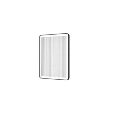 Lustro kerekített téglalap alakú fürdőszobai led tükör, fekete, 60x80 cm