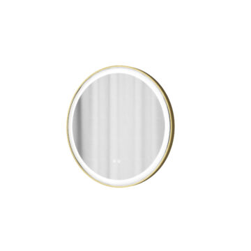 Lustro kerek fürdőszobai led tükör, szálcsiszolt arany, 80x80 cm