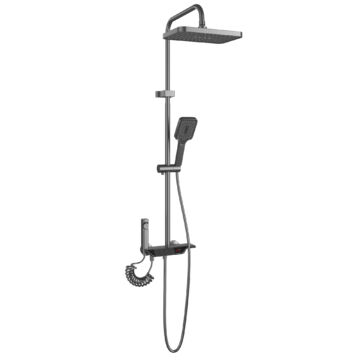 Piano termosztatikus esőztető zuhanyszett szögletes zuhanyfejjel gun grey