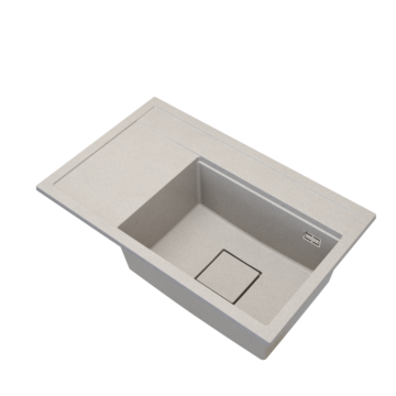 Gamma Quadro 8151 jobbos gránit mosogató, szifonnal, bézs színben