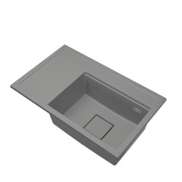 Gamma Quadro 8151 jobbos gránit mosogató, szifonnal, szürke színben