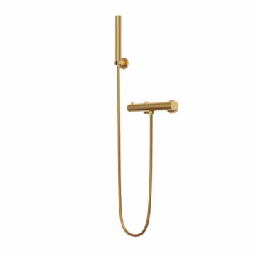 ROY PRO termosztatikus fali zuhany csaptelep, szálcsiszolt arany, beépíthető