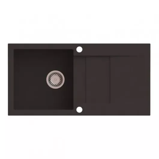 CASCADA 40 egymedencés gránit mosogató csepptálcával, szifonkészlet, csokoládé barna