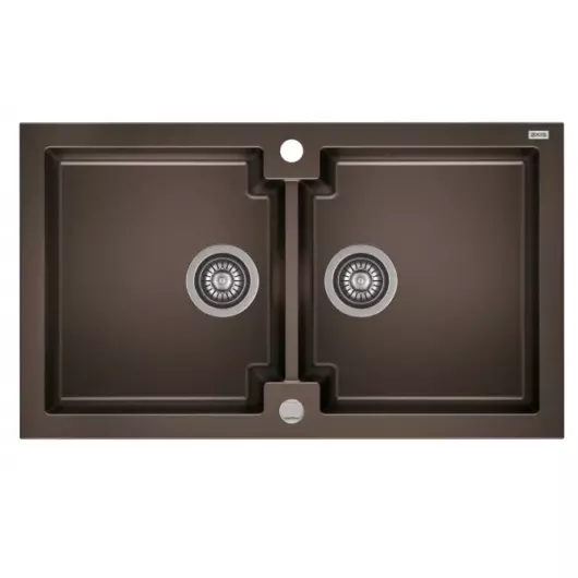 HONEST 160 kétmedencés gránit mosogató automata dugóemelő, szifonnal, csokoládé barna