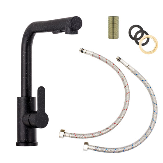 Side 2 konyhai csaptelep fekete-szemcsés