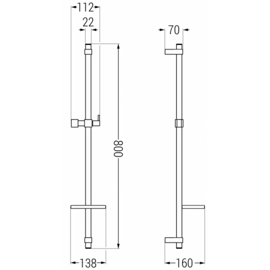 DQ zuhanyrúd állítható fogantyúval és szappantartóval fekete