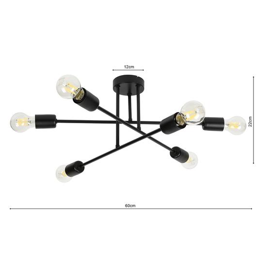 LEDLUX LX-1357 függesztett mennyezeti lámpa,6xE27, fekete