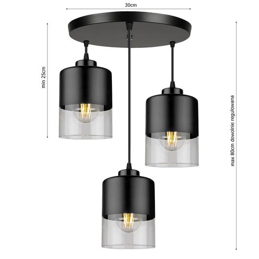 LEDLUX LX-1276 függesztett mennyezeti lámpa,3xE27, fekete