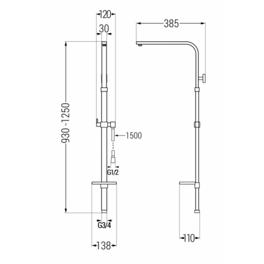 Mexen Q zuhanyoszlop szögletes króm