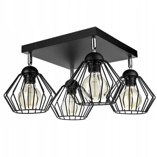 LEDLUX LX-1088 függesztett mennyezeti lámpa,4xE27, fekete