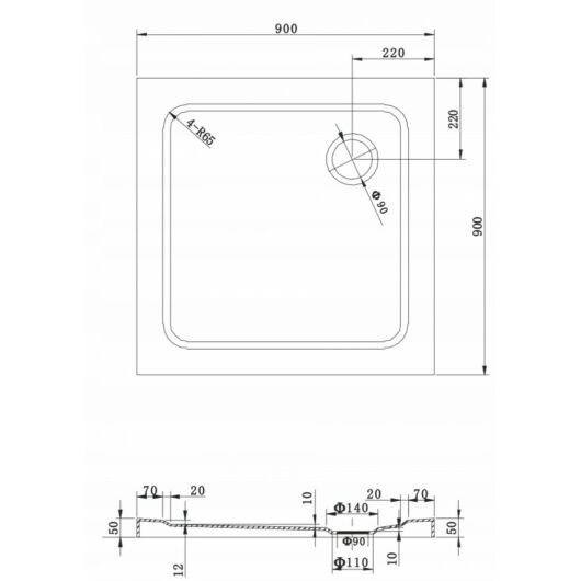 Mexen slim zuhanytálca fekete