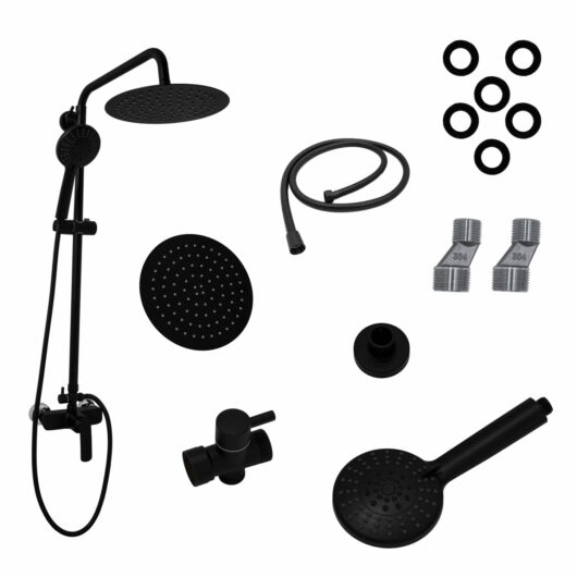 Tony esőztető zuhanyszett kerek zuhanyfejjel fekete