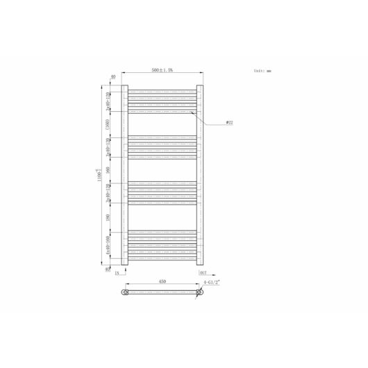 Törölközőszárító radiátor, Basic 50cm x 110cm, fehér