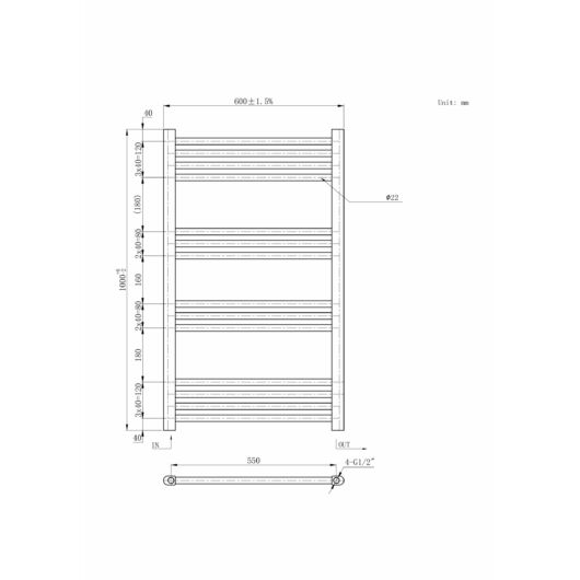 Törölközőszárító radiátor, Basic 60cm x 100cm, fehér