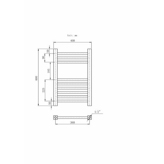 Törölközőszárító radiátor, szögletes, Proper 40cm x 60cm, fehér