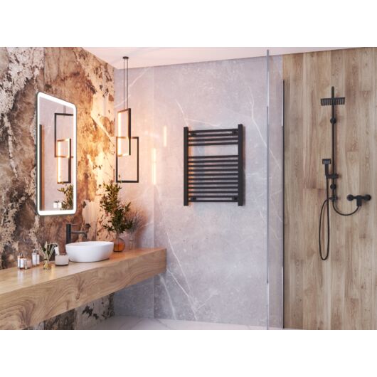 Törölközőszárító radiátor, szögletes, Proper 50cm x 60cm, fekete