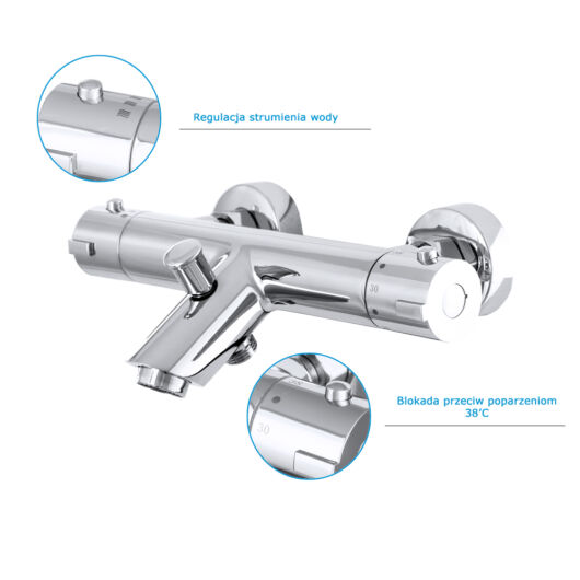 Blonde termosztatikus kádtöltő csaptelep króm