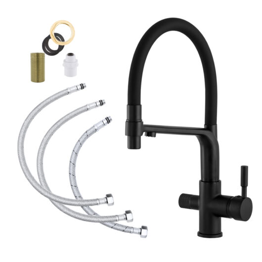 Vegas három utas konyhai csaptelep vízszűrő berendezéshez, fekete