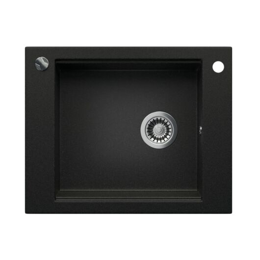 Start Max egymedencés gránit mosogató automata dugóemelő, szifonnal, fekete-szemcsés