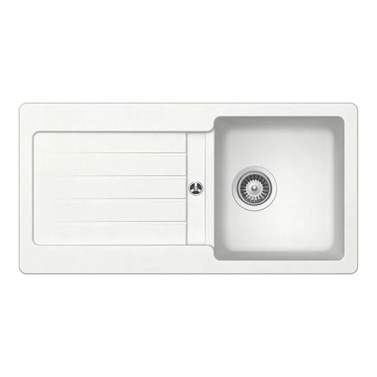 Schock Formhaus D-100L egymedencés gránit mosogató dugóemelő, szifonnal, fehér