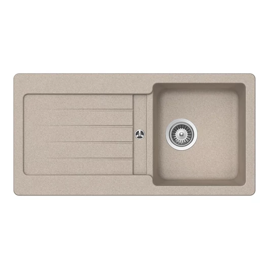 Schock Formhaus D-100L egymedencés gránit mosogató dugóemelő, szifonnal, homok bézs