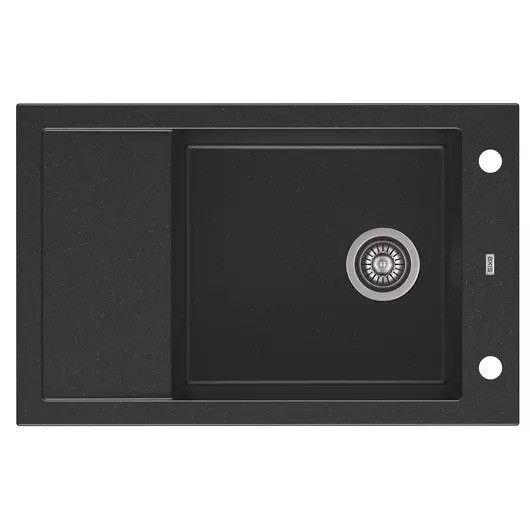 A-POINT 40 egymedencés gránit mosogató csepptálcával, automata dugóemelő, szifonkészlet, fekete