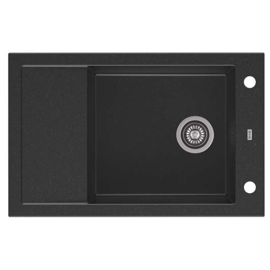 A-POINT 40 egymedencés gránit mosogató csepptálcával, automata dugóemelő, szifonkészlet, fekete