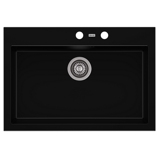 A-POINT 60 egymedencés gránit mosogató automata dugóemelő, szifonnal, fekete