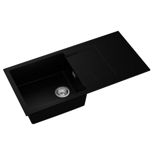 CASCADA 100 egymedencés gránit mosogató fekete 3d