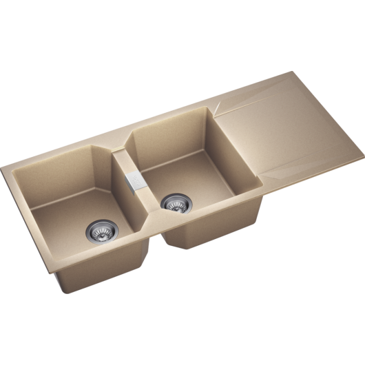 KRONOS 200 kétmedencés csepegtetőtálcás gránit mosogató automata dugóemelő, szifonnal