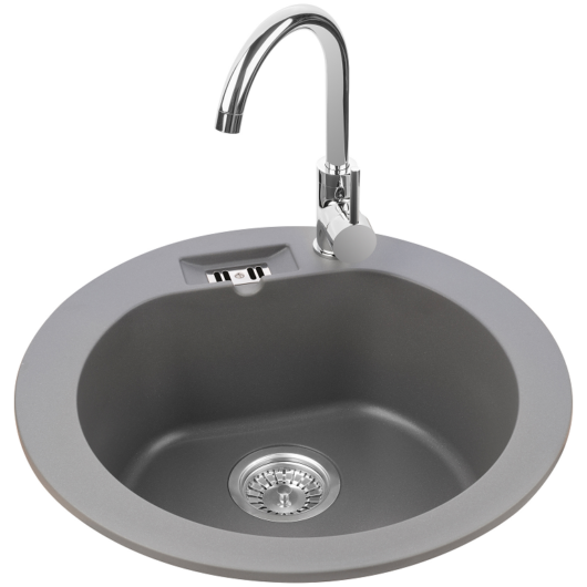 Malibu 10 kerek gránit mosogató, szifonnal szürke