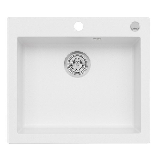 MOJITO 60 egymedencés gránit mosogató automata dugóemelő, szifonnal, fehér
