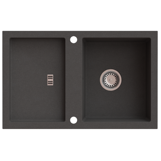 SLIDE 40 egymedencés gránit mosogató csepptálcával, automata dugóemelő, szifonkészlet, szürke