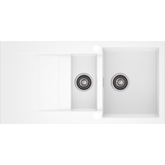 CASCADA 150 gyümölcsmosós gránit mosogató automata dugóemelő, szifonnal, fehér