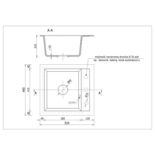 Start Don egymedencés gránit mosogató méret bézs